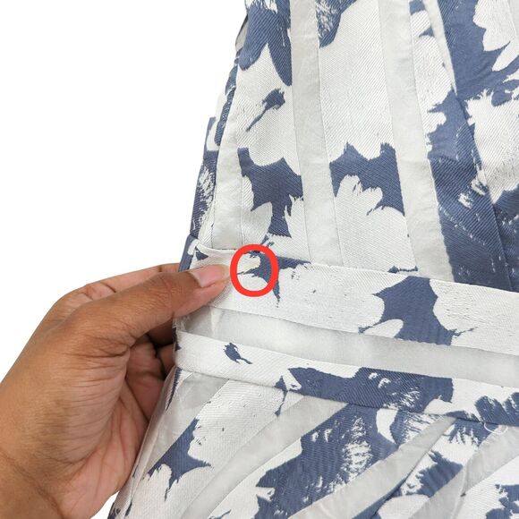 Kay Unger Women 12 Dress Gray White Mitered Stripes Floral Portrait Neckline NEW - Picture 4 of 11